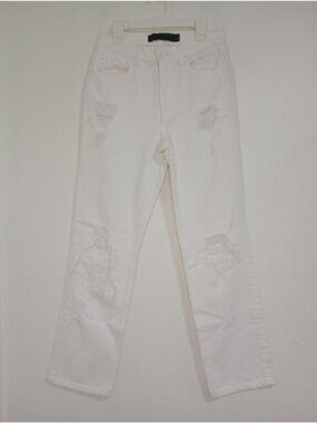 Alexander Wang Cult Distressed Straight-Leg Jeans Size 26 100% Cotton Womens